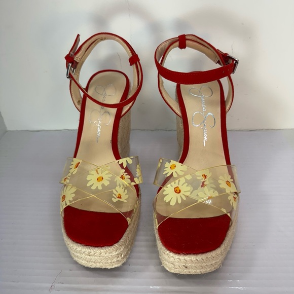 Jessica Simpson Shoes - Jessica Simpson Red Floral Wedge Sandals
